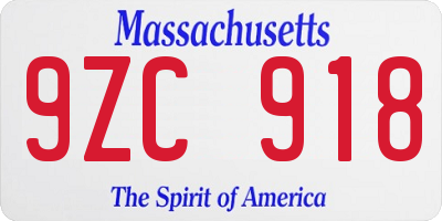 MA license plate 9ZC918
