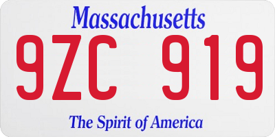 MA license plate 9ZC919