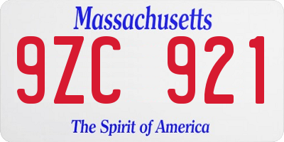 MA license plate 9ZC921