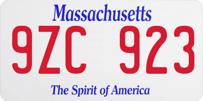 MA license plate 9ZC923