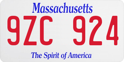 MA license plate 9ZC924