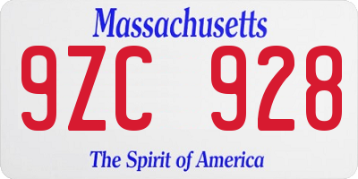 MA license plate 9ZC928