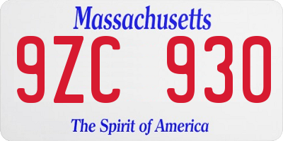 MA license plate 9ZC930