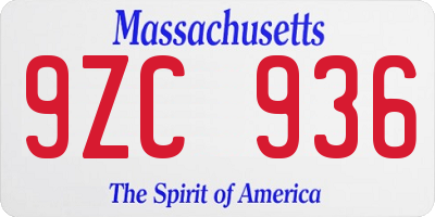 MA license plate 9ZC936