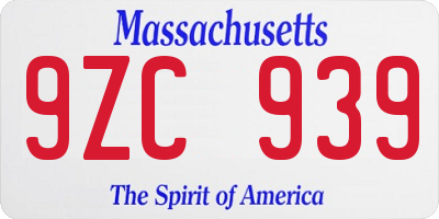 MA license plate 9ZC939