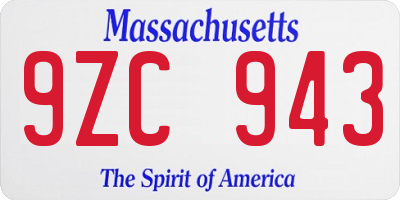 MA license plate 9ZC943