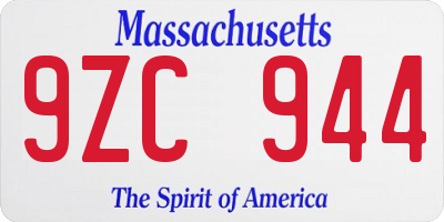 MA license plate 9ZC944