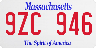MA license plate 9ZC946