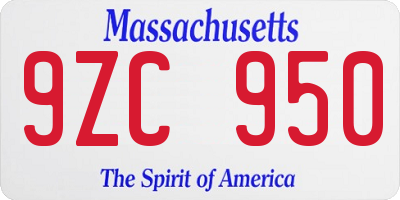 MA license plate 9ZC950