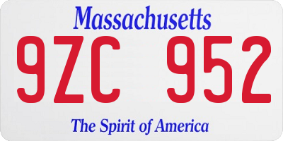 MA license plate 9ZC952