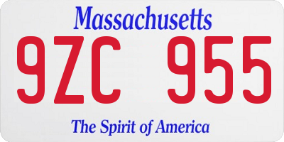 MA license plate 9ZC955