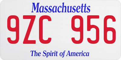 MA license plate 9ZC956