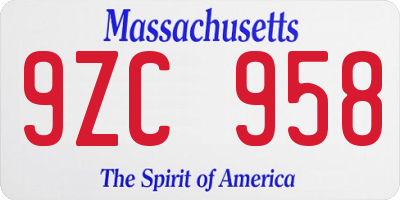 MA license plate 9ZC958