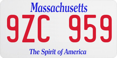 MA license plate 9ZC959