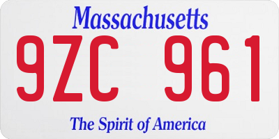 MA license plate 9ZC961