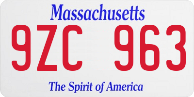 MA license plate 9ZC963