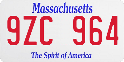 MA license plate 9ZC964
