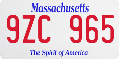 MA license plate 9ZC965