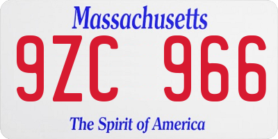 MA license plate 9ZC966