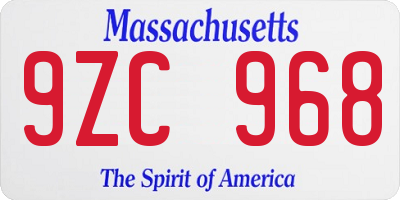 MA license plate 9ZC968