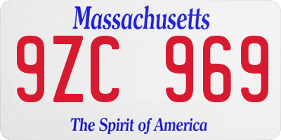 MA license plate 9ZC969