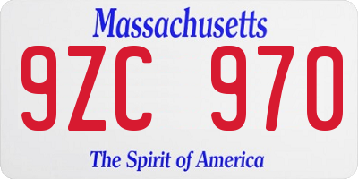 MA license plate 9ZC970