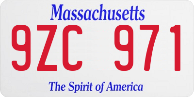 MA license plate 9ZC971