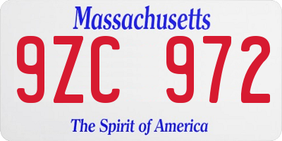 MA license plate 9ZC972