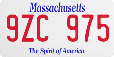 MA license plate 9ZC975