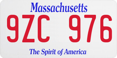 MA license plate 9ZC976