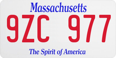 MA license plate 9ZC977