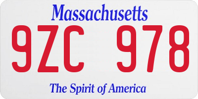 MA license plate 9ZC978