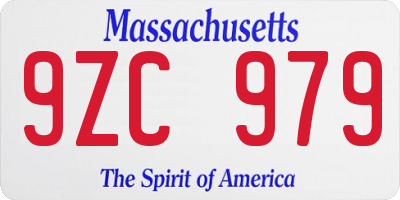 MA license plate 9ZC979