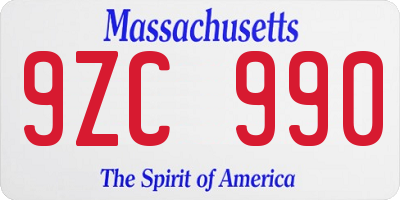 MA license plate 9ZC990