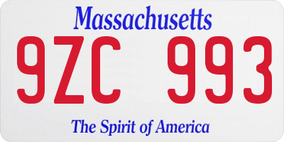 MA license plate 9ZC993