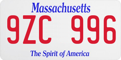 MA license plate 9ZC996
