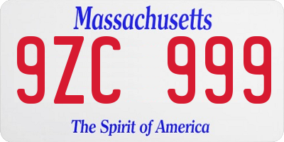MA license plate 9ZC999
