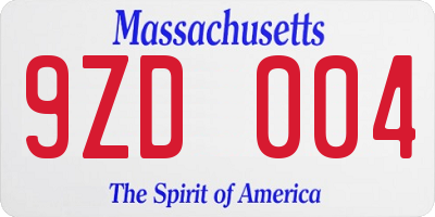 MA license plate 9ZD004