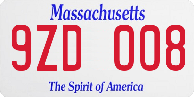 MA license plate 9ZD008