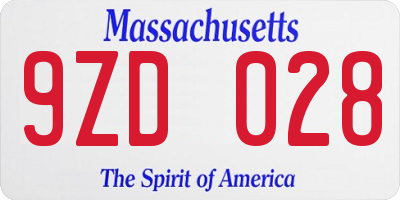 MA license plate 9ZD028