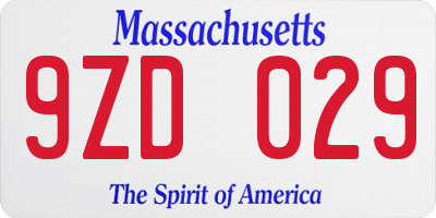 MA license plate 9ZD029