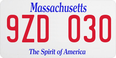 MA license plate 9ZD030