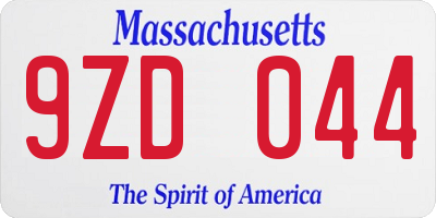 MA license plate 9ZD044