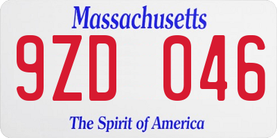 MA license plate 9ZD046