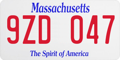 MA license plate 9ZD047