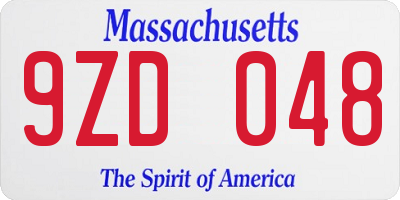 MA license plate 9ZD048