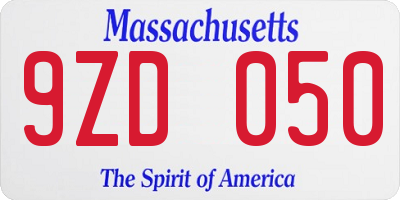 MA license plate 9ZD050