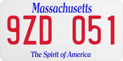 MA license plate 9ZD051
