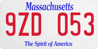 MA license plate 9ZD053