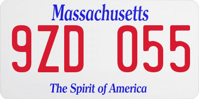 MA license plate 9ZD055